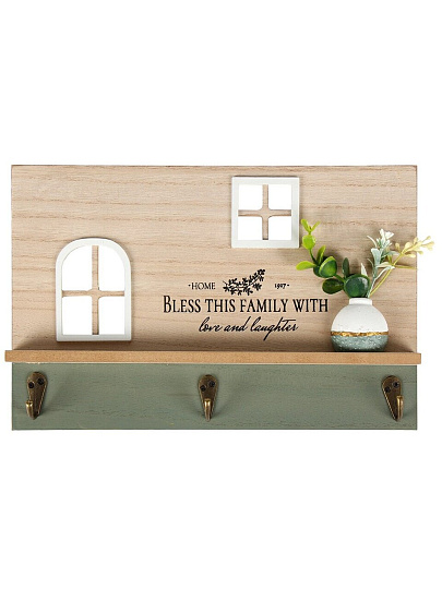 Ключница Уют, 29.8х19.5 см, МДФ, металл, 3 крючка, A200171