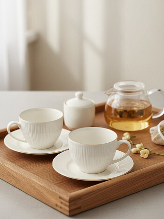 Чайная пара фарфор, 4 предмета, на 2 персоны, 290 мл, Jewel, Шармель, ПС0021-33