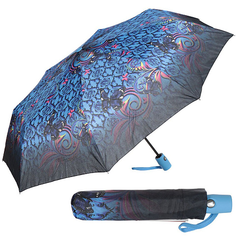 Зонт для женщин, автомат, 3 сложения, RainDrops, полиэстер, 2322