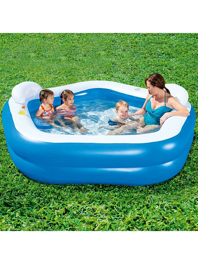 Бассейн надувной Bestway, 213х206х69 см, 54153, 575 л, с сиденьями и подголовниками