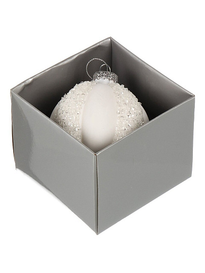 Елочный шар Снежок, белый, 8 см, стекло, XF24-SC024