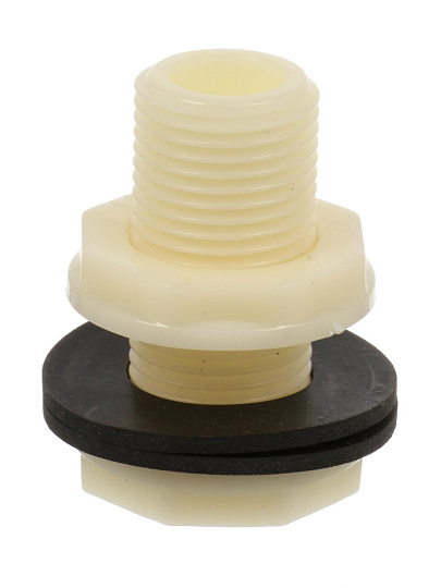 Врезка в емкость 1/2&quot;, пластик, переходник, СантехКреп, 4.5.1.30.