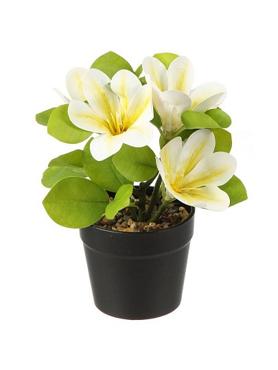 Цветок искусственный декоративный Композиция белых цветов, в кашпо, 28х7.5 см, A300105