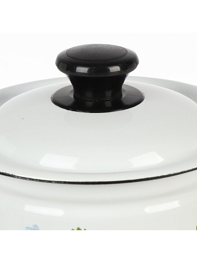 Кастрюля эмалированная сталь, 2 л, крышка сталь, цилиндрическая, Керченский металлургический завод, Клубника садовая, 41704-102/6-У4, белая