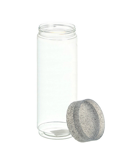Банка для сыпучих продуктов, пластик, 1.5 л, 9.2х9.2х27 см, с крышкой, Homver, Asti, 50821/02, светло-серая