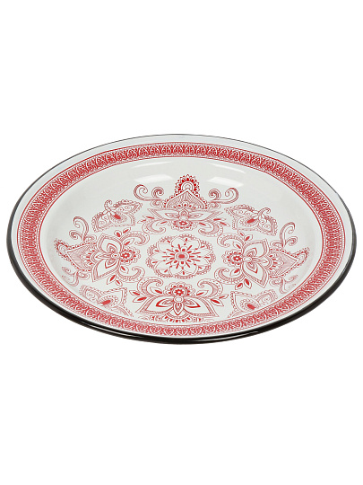 Блюдо эмалированная сталь, 3.5х35.5 см, красное, Индийский-2, Сибирские товары, С0808.0*66