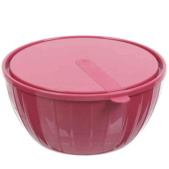 Салатник пластик, круглый, 3 шт, 5, 2.8, 1.7 л, с крышкой, Vanilla, Sugar&amp;Spice, SE187112054, брусника