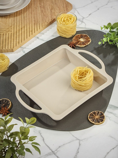 Форма для запекания силикон, 23.5 см, квадратная, с металлическим каркасом, бежевая, Daniks, Pollen, B030098