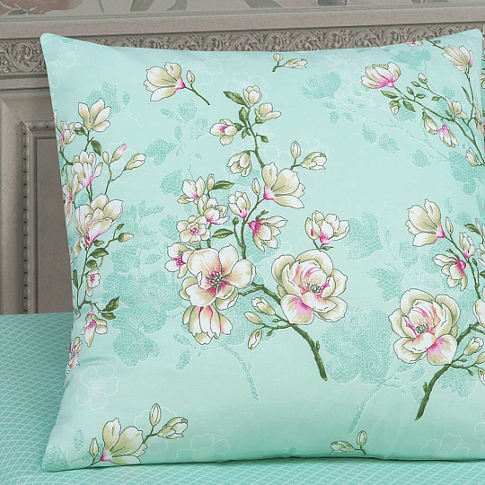 Постельное белье евро, простыня 180х200 см, 2 наволочки 70х70 см, пододеяльник 200х215 см, простыня на резинке, АртПостель, поплин, Миндаль