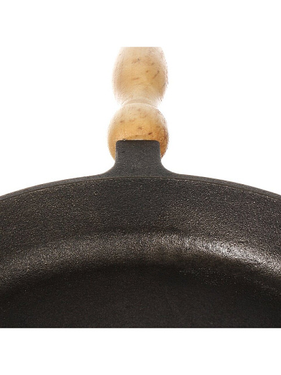 Сковорода чугун, 28 см, Гурман, DavrMetall, съемная ручка, с деревянной ручкой, индукция