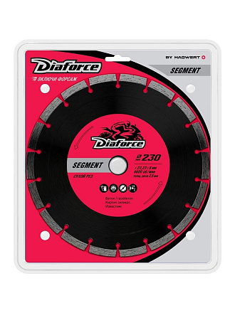 Диск отрезной алмазный по бетону, Diaforce, Segment, сегментный край, 230х22.23х2.5 мм, сухой рез, 500230