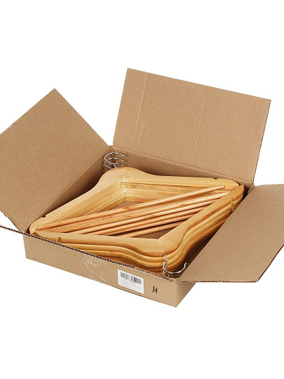 Вешалка-плечики для одежды, 44.5 см, дерево, 10 шт, натуральное дерево, Марья Искусница