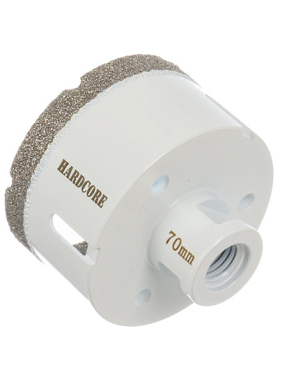 Коронка алмазная, по керамограниту, Hardcore, М14, диаметр 70 мм, для УШМ, 155070