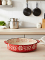 Форма для запекания керамика, 27х24х6 см, круглая, Ветви на красном, B010426 - фото 3