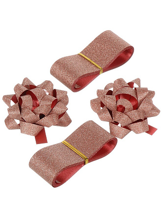 Набор для упаковки подарков полимер, розовое золото, 2 ленты + 2 банта, Y4-9797