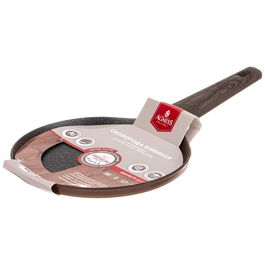 Сковорода блинная Agness &quot;spicy&quot; с &quot;мраморным&quot; антипригар.покрытием 22 см. цвет: шоколад, 947-555