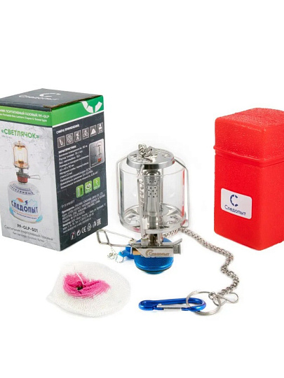 Лампа газовая, портитивная, пьезо, стекло, 60х60х110 мм, Следопыт, Светлячок, PF-GLP-S01