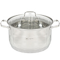Кастрюля нержавеющая сталь, 6.5 л, с крышкой, крышка стекло, Bohmann, 2119-24RS\CS, индукция