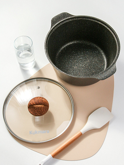 Кастрюля-жаровня алюминий, антипригарное покрытие, 4 л, крышка стекло, Kukmara, Granit Ultra Induction original, жгои41а, индукция