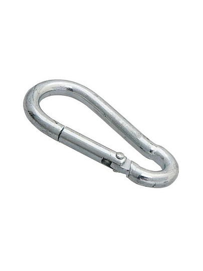 Карабин усиленный, диаметр 8 мм, белый цинк, DIN5299C, 029860