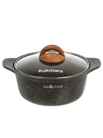Кастрюля алюминий, антипригарное покрытие, 2 л, крышка стекло, Kukmara, Granit Ultra Induction original, кгои23а, индукция