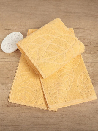 Полотенце банное 50х90 см, 100% хлопок, 450 г/м2, жаккард, Листья-2 5562, Авангард, банан, 128, Россия