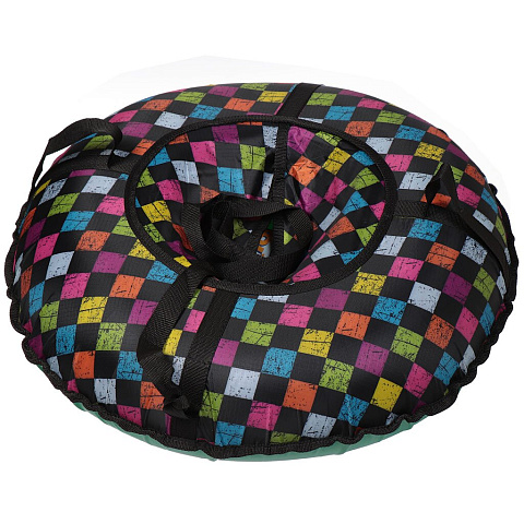 Ватрушка Дизайн Разноцветные квадраты ПУ-диз-1,1_134 с буксировочным ремнем и ручками, 120 кг, 110 см