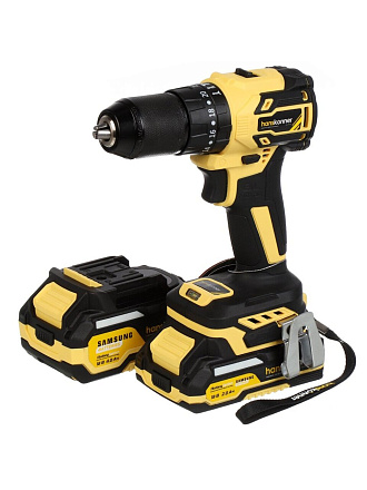 Дрель-шуруповерт аккумуляторный, ударный, Hanskonner, PLATINUM HCD2065PRO, бесщеточный, 18 В, 1BatterySystem, 2+4 Ач, кейс