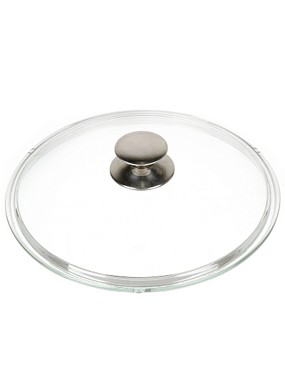 Крышка для посуды стекло, 28 см, Горница, кнопка металл, КрМ280