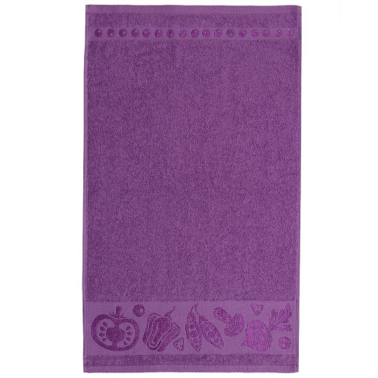 Полотенце кухонное махровое, 35х60 см, 100% хлопок, Вышневолоцкий текстиль, Бордюр овощи, сиреневое, 709, Россия, Ж1-3560.970.375
