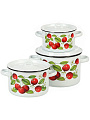Набор посуды эмалированная сталь, 3 предмета, кастрюли 1.5, 2.9, 4.5 л, индукция, СтальЭмаль, Вишня ягоды, 1с33