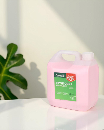 Грунтовка водно-дисперсионная, акриловая, Русские узоры, Оптима R103, глубокого проникновения, для внутренних и наружных работ, 3 л