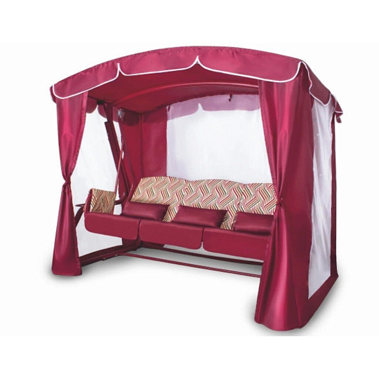 Качели садовые 3-местные, 231х125х195 см, 300 кг, Arno, Оазис Люкс, раскладываются в кровать, с москитной сеткой, бордовые, 2016-КД-40/Л, металл