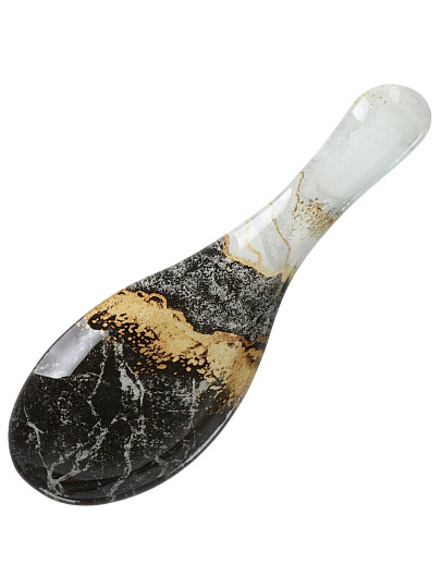 Подставка для ложки, стекло, фигурная, 8х23.5 см, черная, Daniks, Флюид