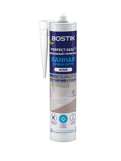 Герметик силиконовый, Bostik, Perfect Seal Ванная, BOK212786P, 280 мл, белый