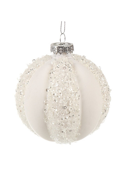 Елочный шар Снежок, белый, 8 см, стекло, XF24-SC024