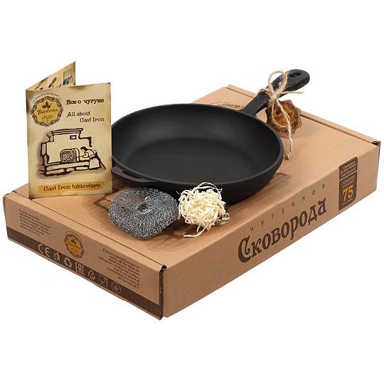 Сковорода чугун, 22 см, Maysternya, черная, индукция, T2012