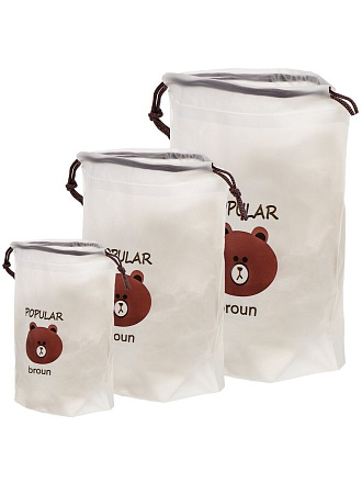 Мешочки для хранения, EVA, 3 штуки 16х20, 20х30, 27х35 см, белые, T2022-HT066