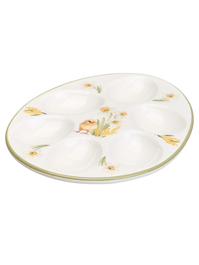 Блюдо керамика, для яиц, 16х20.5х2.5 см, 6 ячеек, Sunday, Agness, 358-2314