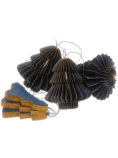 Елочное украшение Елка, 6 шт, синий с блеском, бумага, Y4-9810