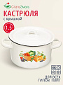 Кастрюля эмалированная сталь, 1.5 л, крышка сталь, цилиндрическая, СтальЭмаль, 1с15с/1, в ассортименте, индукция