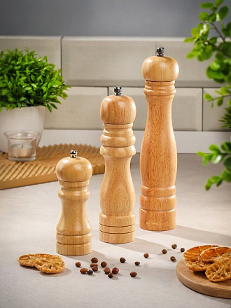 Мельница для специй дерево, 13 см, бежевая, Y3-1159