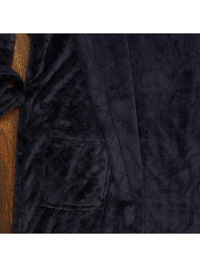 Халат мужской, махровый, 100% полиэстер, темно-синий, универсальный, T2020-105