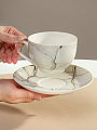 Чайная пара керамика, 2 предмета, на 1 персону, 250 мл, Daniks, Белый мрамор - фото 5