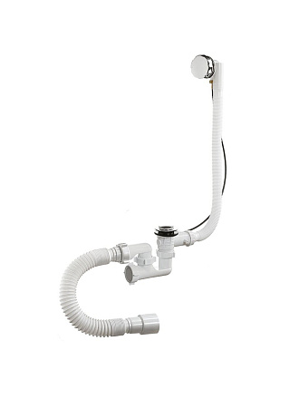 Сифон для ванны, 40х40/50, с выпуском, с переливом, круглый перелив, полуавтомат, Orio, А-27089