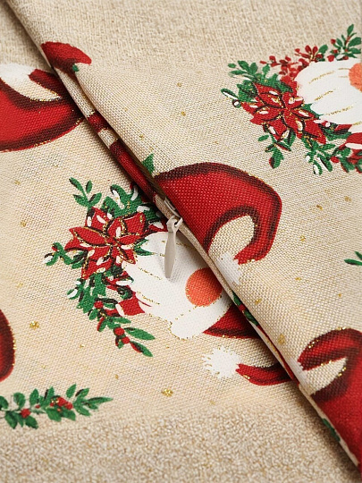 Чехол на подушку Дед Мороз, 100% полиэстер, 43 х 43 см, бежевый, декоративный, A130010