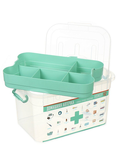 Контейнер для лекарств 10 л, 35.5 х 23.5 х 19 см, с вкладышем, Полимербыт, Домашний доктор, 4381003