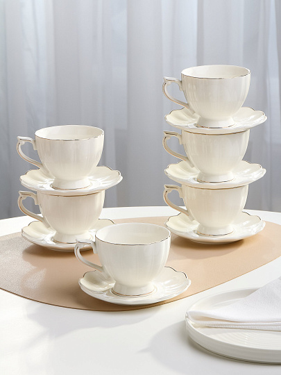 Набор чайный фарфор, 12 предметов, на 6 персон, 240 мл, Bonjart, ТМ Глория, 812-0520, подарочная упаковка