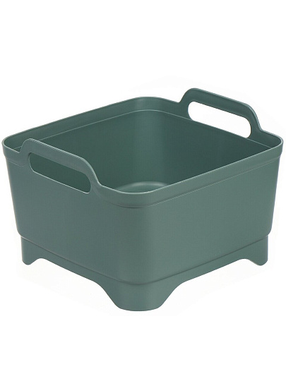 Таз пластик, квадратный, с ручкой, для кухни, 31х29.5х17.5 см, графит, Y4-6489