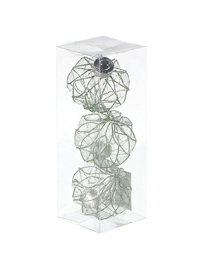 Елочный шар Луковица, 3 шт, бесцветный, 8 см, пластик, SYQD1- 0124071